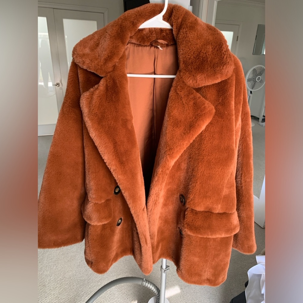Kate Faux-Fur Double-Breasted Coat Free People